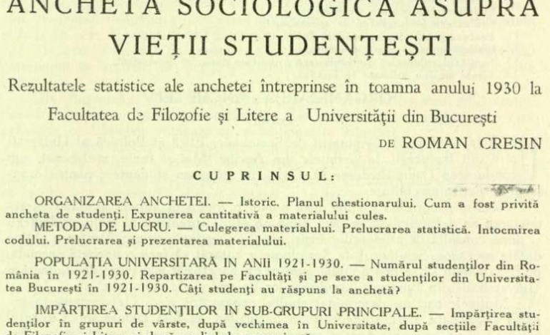 Ancheta sociologica asupra vietii studentesti (1936)